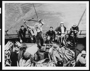 Men on a fishing boat, ca.1930