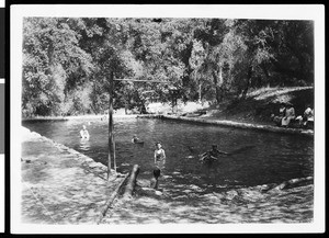 A swimming pool at Camp Rincon, Azusa, ca.1930