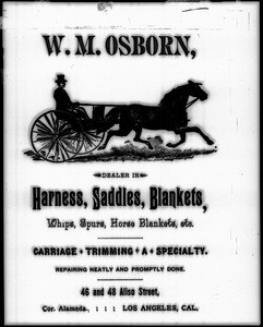 Handbill advertising William M. Osborne's saddlery business