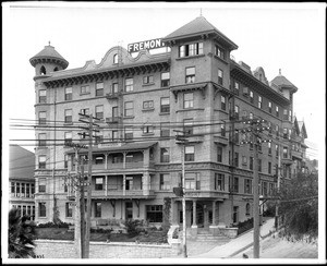 Exterior of the Fremont Hotel at Fourth Street and Olive Street, Los Angeles, ca.1920