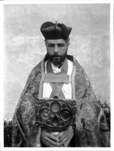 Father Raymond Mestres at Mission San Carlos, Monterey, ca.1899