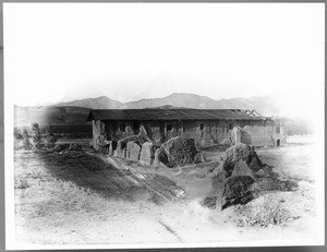 View from the Cloister looking north toward the church of Mission San Fernando, California, 1924