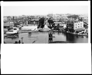 Birdseye view of Venice looking out over the canals and lagoon, 1924