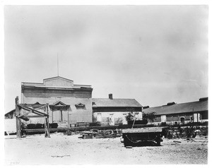 Exterior view of U.S. Army Quartermaster Headquarters and Town Hall in Wilmington, 1862