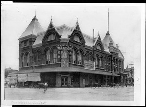 Exterior view of the Barton Opera House in Fresno, ca.1900