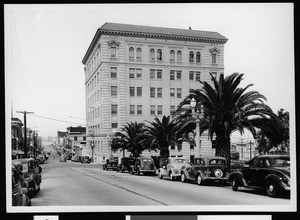 Group of people outside the San Pedro City hall on Beacon Street, in San Pedro, CA