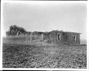 View of the Juan Jose Dominguez adobe house in ruins, ca.1900