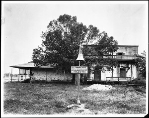 Exterior side view of "El Ranchita", the favorite ranch of Governor Pio Pico, Whittier, California, ca.1895