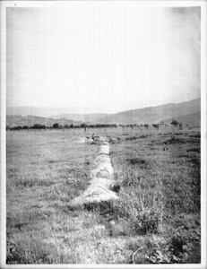 Cement pipe water main at Mission Santa Inez, ca.1906