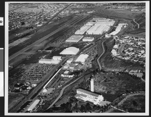 An aerial view of Hughes Aircraft Manufacturing Plant, ca.1950