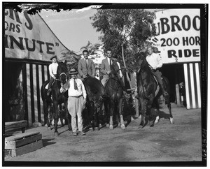 Riders lined up outside DuBrock's Boarding Stable