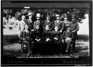 Group portrait of faculty of University of Southern California, 1889