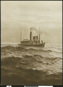 Drawing of a tugboat on the ocean, ca.1920