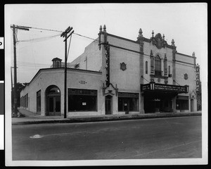 Exterior view of the Lyric Theatre in Monrovia, ca.1930