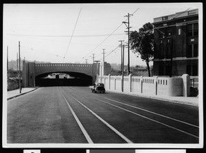 Macy Street grade separation, looking west, August 1937