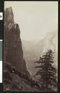 View of Sentinel Rock in Yosemite National Park, ca.1900-1910