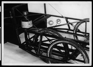 Detail shot of a Department of Public Works road roughness recorder, ca.1940