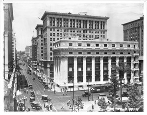 The corner of 6th Street and Olive Street looking west on 6th Street, Los Angeles, ca.1927