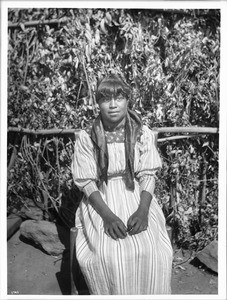 Yokut Indian girl of school age, Tule River Reservation near Porterville, California, ca.1900