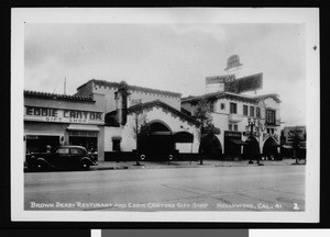 Exterior view of the Brown Derby Restaurant, Hollywood, ca.1938