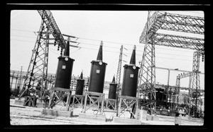 View of power generation structures at the relay station at Boulder Dam