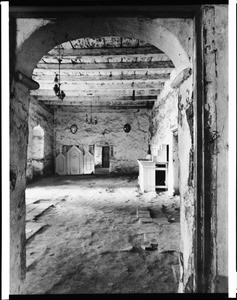 Interior view of one of the West rooms in the Cloister at Mission San Fernando, ca.1926