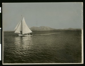 Sailing on Clear Lake in Lake County, ca.1910