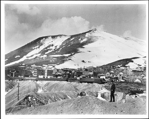 View of Virginia City, Nevada, showing Mount Davidson in the background, ca.1930