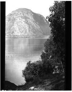 View of Morro Rock from across the lake, ca.1900