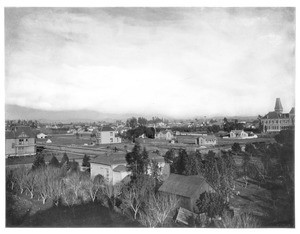 Birdseye view of Los Angeles looking south from Hope Street and Sixteenth Street, ca.1890