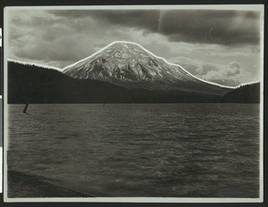 View of Mount Saint Helens across a lake in Oregon