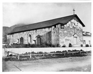 Exterior view of the Mission San Jose de Gaudalupe looking from the west, taken by photographer Edward Vischer, ca.1865-1875