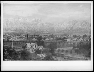 Pasadena panoramic view looking northeast toward mountains, ca.1900