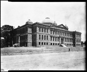 Exterior view of Stockton High School, ca.1900