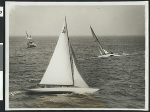 Sailboats in the ocean, ca.1940