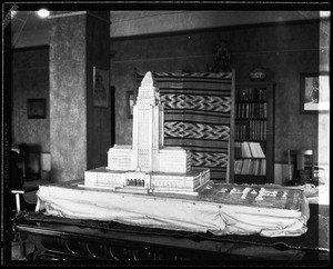 Frontal view of model of Los Angeles City Hall (built in 1928)