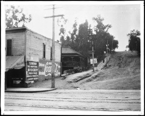 Montana Grocery Store on the corner of Temple Street and Hill Street, November 1908