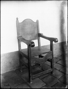 Chair of Spanish-Dutch design at Mission Santa Barbara, ca.1905