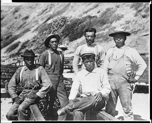 Japanese fisherman at the abalone fisheries at White's Point, San Pedro, ca.1905