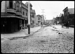 View of Sixteenth Street from Howard Street, showing earthquake damage, San Francisco, 1906