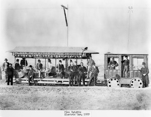 Pico Heights electric car, the first in Los Angeles, ca.1887