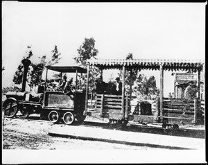 Wilmington and Long Beach "Get Out and Push" street railroad (or open-air train), 1887