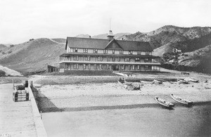 Exterior view of the Hotel Metropole at Avalon Bay, ca.1887