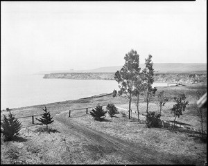 San Pedro Harbor looking southwest from Crescent Place (or Plaza?) on Point Fermin, ca.1888