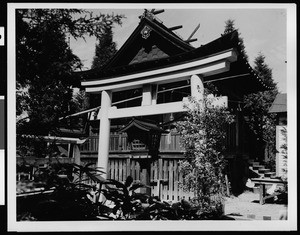 Exterior view of the Shinto Temple on Terminal Island at the Port of Los Angeles, ca.1920