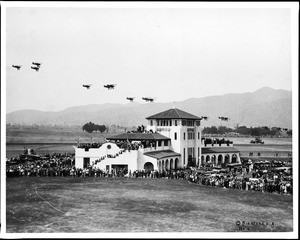 Fly-over of the United Air Terminal in Burbank at the terminal's dedication, May 30, 1930