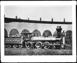 First Santa Fe Railroad locomotive to enter Los Angeles