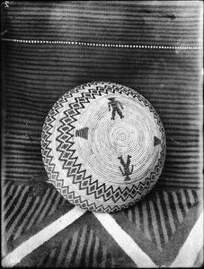 Walapai Indian basket on display, ca.1900