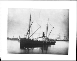 View of the steamer San Gabriel, later lost with her crew along the Mexican coast, ca.1900