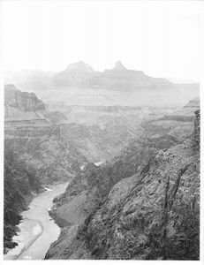 The Colorado River in the Grand Canyon from Bright Angel Plateau looking east